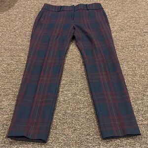 Like NEW! Ann Taylor LOFT 4P Marissa skinny Plaid Trousers in Navy and Red